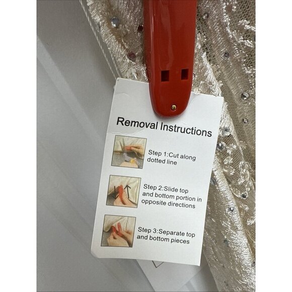 Mac Duggal Size 18 Ivory Nude Embellished Flutter Sleeve Lace A-Line Gown $798 - Picture 6 of 12